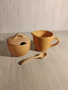 Pottery Barn Ceramic Creamer and Sugar Mustard Yellow Color Sausalito - Picture 1 of 11