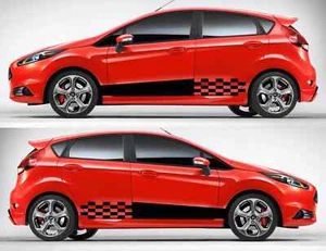 Ford Fiesta Side Stripes Graphics Decals Both Sides Any Year Checked - Picture 1 of 4