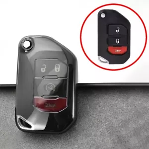 Black Transparent Clear Car Key Fob Case Shell For 2018-2025 Jeep Wrangler (JL) - Foto 1 di 8
