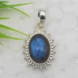 Silver Labradorite Necklace 925 Sterling Handmade Jewelry Gemstone Necklace - Picture 1 of 3