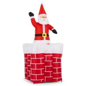 Gonfiabile Forma Camino Con Babbo Natale Movimento Automatico Verticale 180cm - Foto 1 di 5