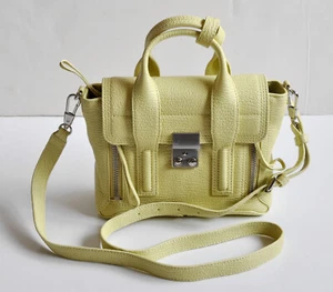 Neu mit Etikett 3.1 Phillip Lim Pashli Mini Umhängetasche Haifisch-geprägtes Kalbsleder Leder CItron - Bild 1 von 12