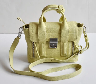 Cartera de cuero de becerro con relieve de tiburón mini Phillip Lim Pashli 3.1 Citron nueva con etiquetas Foto 1 de 4