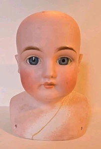 Cabeza de muñeca con placa de hombro de bisque alemán, ojos de vidrio 5 dientes, Kestner 154 5,25" - Imagen 1 de 10