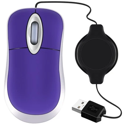 3X( USB Wired Mouse Retractable Tiny Small Mouse 1600 DPI Optical Compact6767 - Image 1 of 4