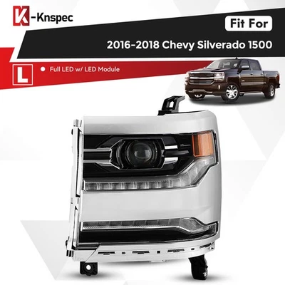 For 2016-2018 Chevy Silverado 1500 Full LED Headlight w/ Chrome Bezel Left Side Foto 1 de 4