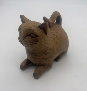 Holz Katze Schmuckschatulle, kleiner 3" geschnitzter Ring oder Schmuckhalter in einer Sphinx Pose - Bild 1 von 10