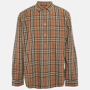 Burberry Beige Checks Cotton Long Sleeve Shirt XXXL - Picture 1 of 7