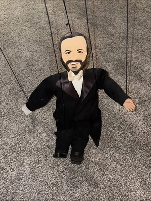 Luciano Pavarotti in Tuxedo Vintage 17" String Marionette Doll w/ Handkerchief - Image 1 of 4