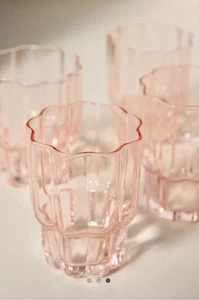 Anthropologie Saft Trinkgläser Rosa Jakobsmuschel Elinore 4er Set Neu Geschenk - Bild 1 von 5