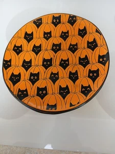Set of 4 Eli & Ana 11" Halloween Dinner Plates, Pumpkins and Black Cats - Picture 1 of 9