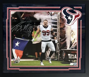 J.J. WATT AUTOGRAPHED FRAMED 16x20 PHOTO JSA HOUSTON TEXANS - Picture 1 of 4