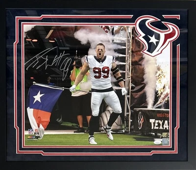 J.J. WATT AUTOGRAPHED FRAMED 16x20 PHOTO JSA HOUSTON TEXANS - Image 1 of 4