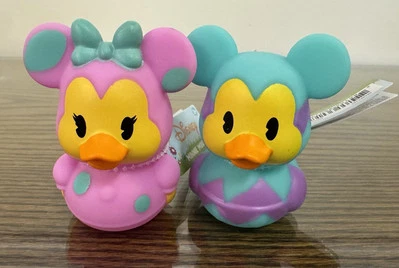Cute Easter Spring Mickey Minnie Mouse Character Rubber Duck Ducks - Set Of 2 - Image 1 of 4