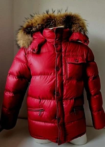 Eddie Pen Piuma wie neu Daunen Jacke gr 14 gr 158 rot echte fell - Bild 1 von 12