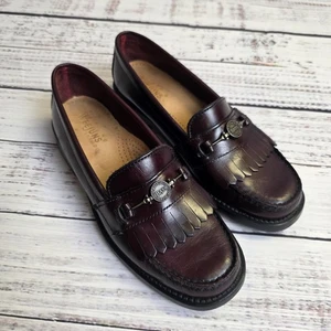 GH Bass & Co Weejuns Fringe Horsebit Loafers Dress Shoes Women’s 6.5 Burgundy - Picture 1 of 12