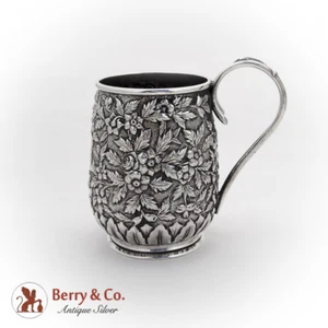 Repousse Floral Childs Cup S Kirk And Son Coin Silver 1875 No Mono - Picture 1 of 6