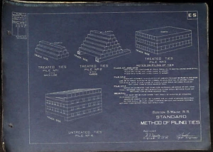 Boston & Maine RR E-5 Blaudruck Standardmethode zum Stapeln von Krawatten - Bild 1 von 1