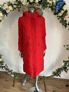 JOULES Cotsland Coat Size 8 10 & 18 Red Longline Padded Puffer Parka Hybrid Coat - Picture 1 of 24