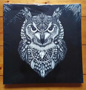 Bedruckte Leinwand Eulenmotiv Traumfänger Tribal in Schwarz Weiß Orginalverpackt - Bild 1 von 3