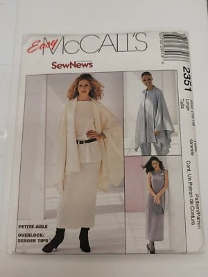 McCalls 2351 Misses Knit Cape Dress Top Pants Skirt Sewing Pattern Easy 16-18 - Image 1 of 2