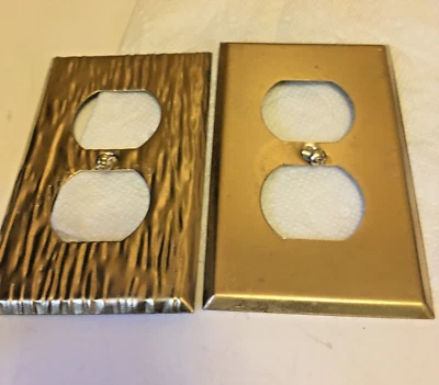 Vintage Salvage Double Wall Outlet Covers  Set of 2   Gold Tone - Image 1 of 2