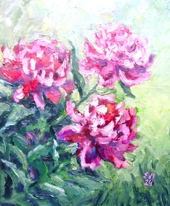 Peonies Flowers Original Oil Painting Floral Wall art Canvas board 10x12 inches - Picture 1 of 3
