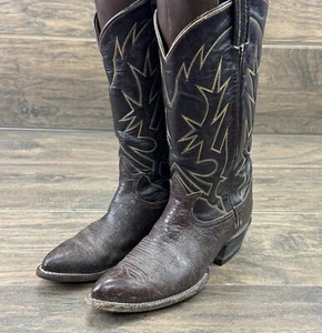Stivali Tony Lama donna 9 pelle marrone pull on cowgirl rodeo western punta a punta - Foto 1 di 10