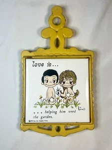 VTG Los Angeles Times Kim Casali Love is… Helping Him Weed The Garden Trivet - Picture 1 of 3