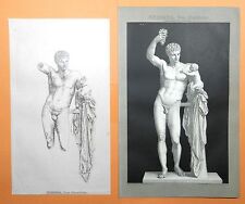 Hermes von Praxiteles  Dionysos Olympia  LITHOGRAPHIE von 1895