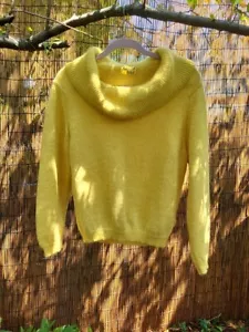 Vintage Korigan Lesur French Wool Cowl Neck Lemon Yellow Sweater Paris - Picture 1 of 8