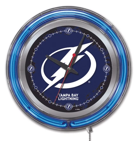 Tampa Bay Lightning HBS Neon Blue Hockey Battery Powered Wall Clock (15") Cover