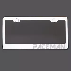 Mirror Chrome License Plate Frame PACEMAN Laser Engraved Metal Screw Cap - Picture 1 of 8
