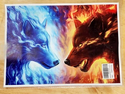Fire And Ice Wolves Wall Art, Bedroom Decor, Living Room Decor, art (No Frame) - Image 1 of 4