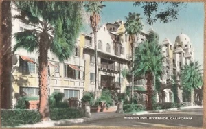 Riverside, California Postcard Mission Inn Hand Colored c 1930s H8 - Picture 1 of 2