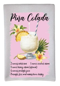 Pina Colada Cocktail Drink Recipe Alcohol Bar Trifold Waffle Weave Towel dz097 - Imagen 1 de 1