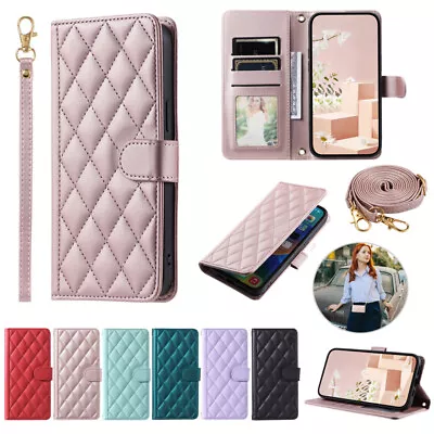 For Huawei P20 Lite Pro/P Smart Lanyard Leather Wallet Case Card Slim Flip Cover - Image 1 of 4