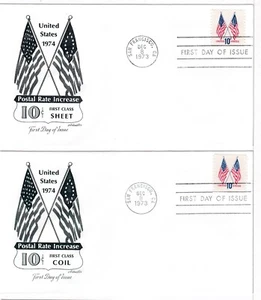 TurtlesTradingPost- Crossed Flag 10 Cent= 1973 FDC #1509 #1519- Artmaster- Both - Picture 1 of 1