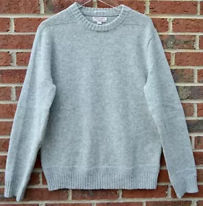 Wallace & Barnes Men's Medium Shetland Wool Elbow Patch Crewneck Sweater Gray - Picture 1 of 4