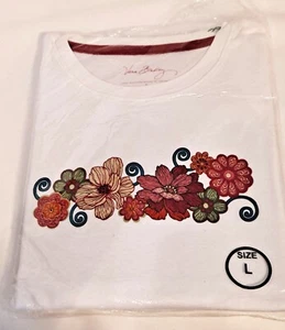 Neu mit Etikett Vera Bradley LANGÄRMELIGES T-SHIRT MOD GEBLÜMT ROSA Größe Large - Bild 1 von 1