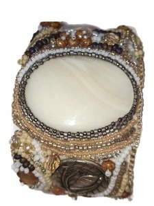Artisan Bead Embroidery Cuff Bracelet Jewelry Gem Jewelry OOAK - Picture 1 of 6