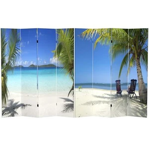 Red Lantern 6 ft. Tall Double Sided Beach Room Divider, 6 Foot - 4 Panel, White - Picture 1 of 6