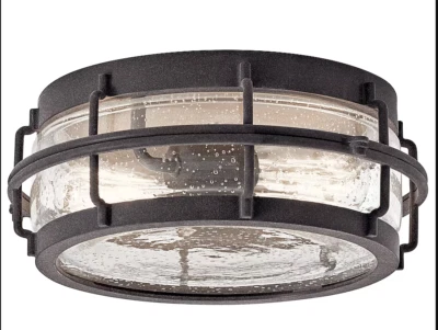 Kichler Montview 11" Weathered Zinc Indoor/Outdoor Flush Mount Light - Image 1 of 4