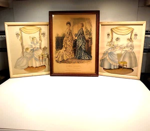 Framed Prints, One Victorian 11x14 & Two Antebellum 10x12, Women In Period Dress - Picture 1 of 10