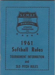 1961 Softball Rules,Tournament Info and Slo-Pitch-So.Cal.Athletic Federation - Picture 1 of 3