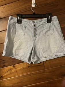 LA blues Size 12 White And Blue Jean Shorts - Picture 1 of 3