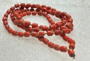 VINTAGE RED CORAL STONE RELIGIOUS PRAYER 111 BEADS NECKLACE HAND BRACELET MALA - Picture 1 of 16