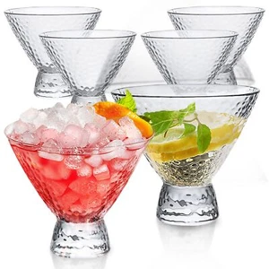 Clear Hammered Cocktail Martini Glasses - 8.5oz (Set of 2,4, or 6) - Picture 1 of 15