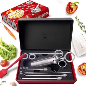 Stainless Steel Meat Injector Kit, Syringe Seasoning Marinade Needles, Including - Picture 1 of 6
