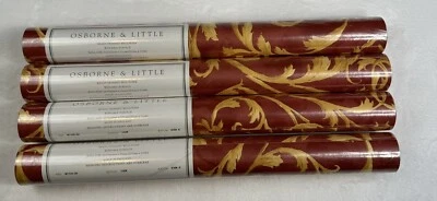 Osborne & Little Red/ Gold Damask Wallpaper Sealed Roll Printed Same Lot - Image 1 of 4